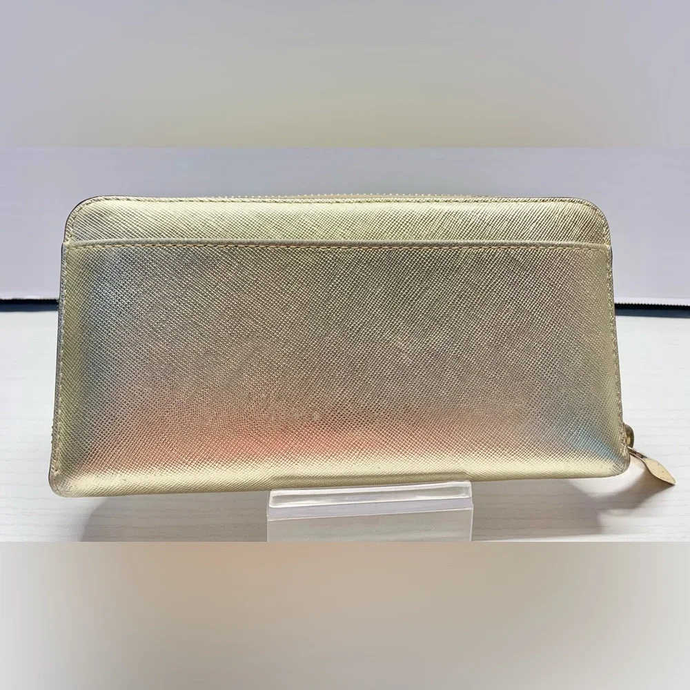 Kate Spade New York Metallic Gold Zip Around Continental Wallet